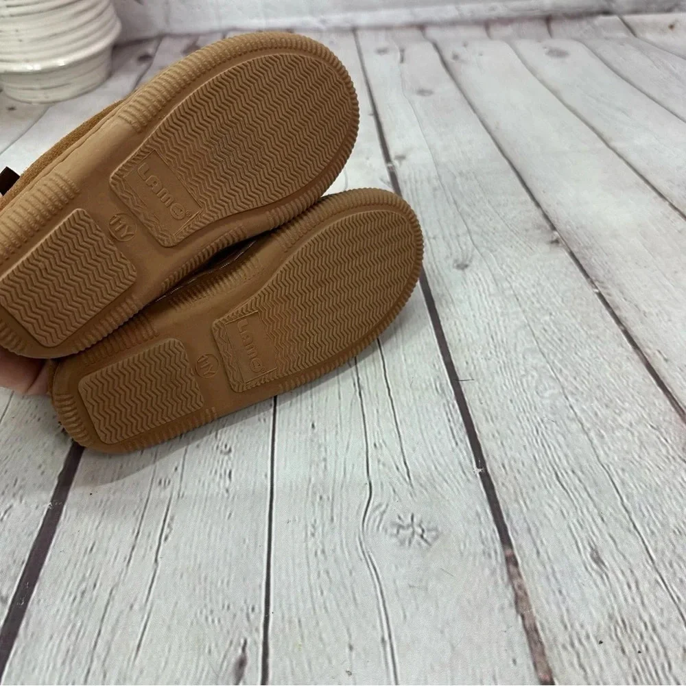 lamo UNISEX toddler brown suede moccasin slipper sz 11Y faux fur festival casual
